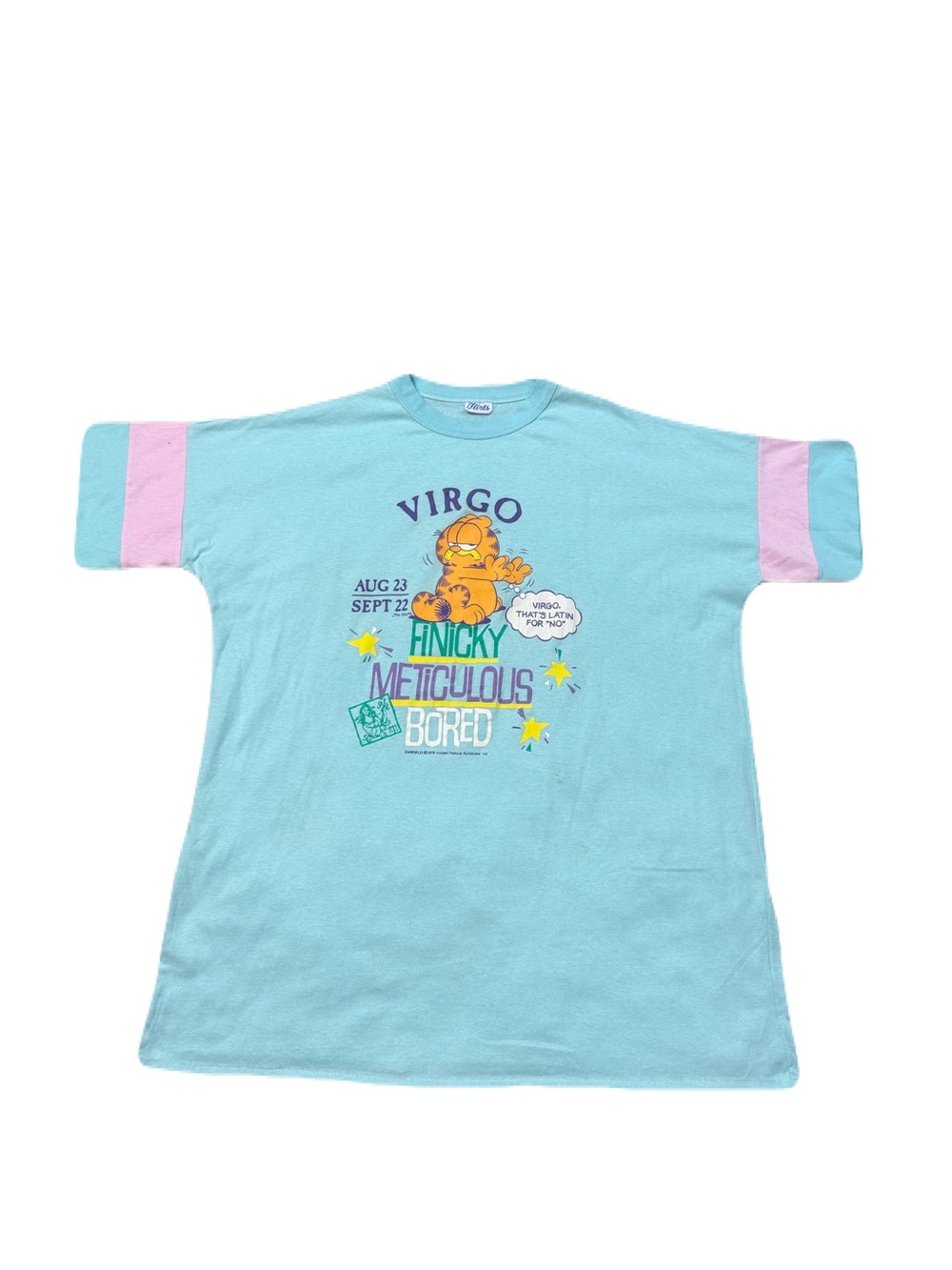 Vintage Garfield 1978 Jim Davis Distressed Flirts Virgo Sleep T Shirt XL RARE